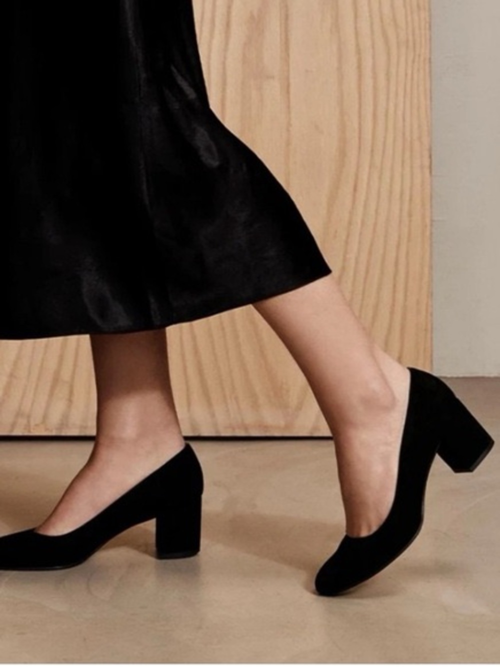 Margaux The Heel Suede Pumps Block Heel Almond Toe Work Office Minimal Size 36.5
